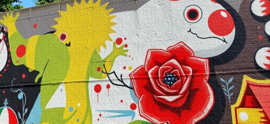 Detailní pohled na malování na venkovní zeď (Chomutov)