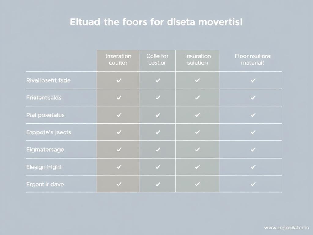 Inovativní řešení v rámci zateplení podlahy (Jihlava). Tabulka srovnání materiálů pro zateplení podlahy