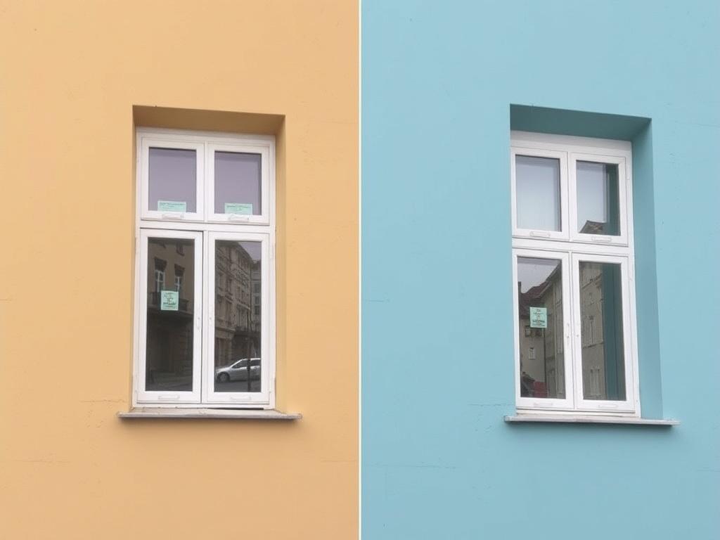 Detailní pohled na nátěr fasády cena (Pardubice). Osobní zkušenost autora