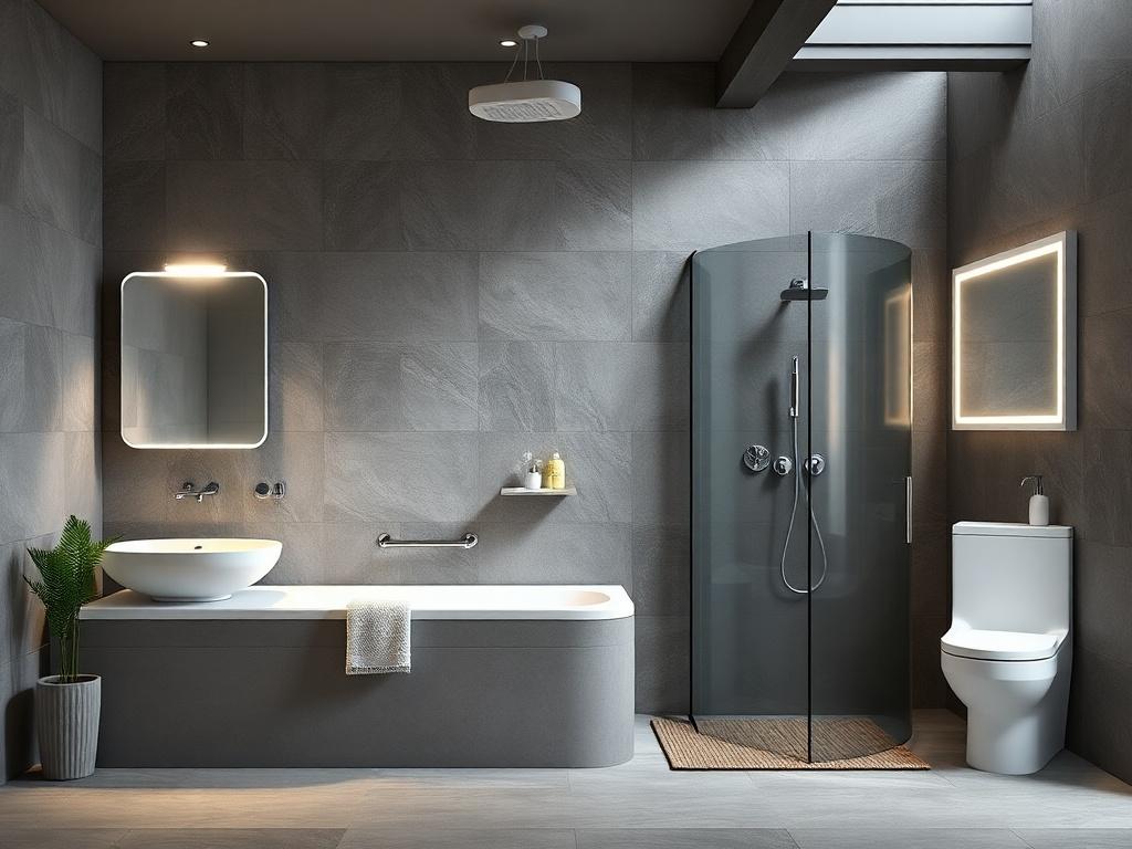 Detailní pohled na koupelny komplet (Kladno). Spotřeba energie a udržitelnost v kompletu koupelny Detailní pohled na koupelny komplet (Kladno). Spotřeba energie a udržitelnost v kompletu koupelny