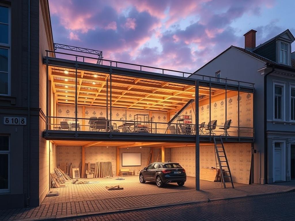 Detailní pohled na stavba garáže (Praha). Ekonomika, časová osa a rizika