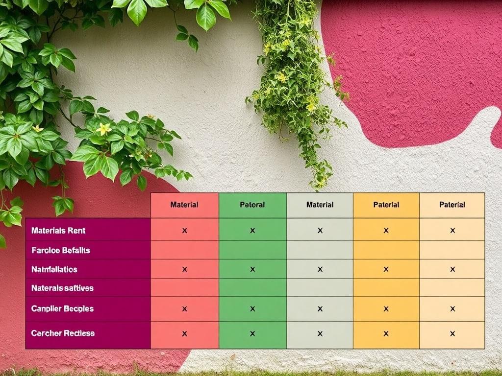 Nejnovější trendy v malování na venkovní zeď (Ústí nad Labem). Tabulka: Srovnání materiálů a jejich určení pro venkovní zeď