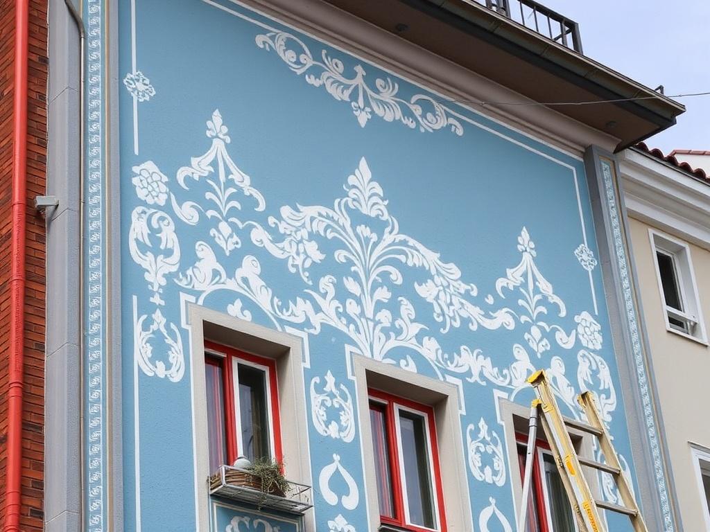 Kreativní nápady pro nátěr fasád (Děčín). Nátěr fasád s nápadem: dekorativní prvky, vzory a bezpečnost na pracovišti